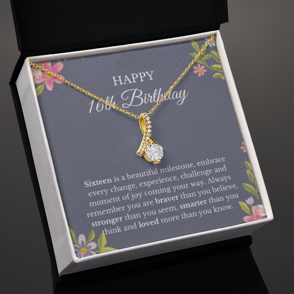16th Birthday Necklace, Ribbon Necklace, Sweet Sixteen