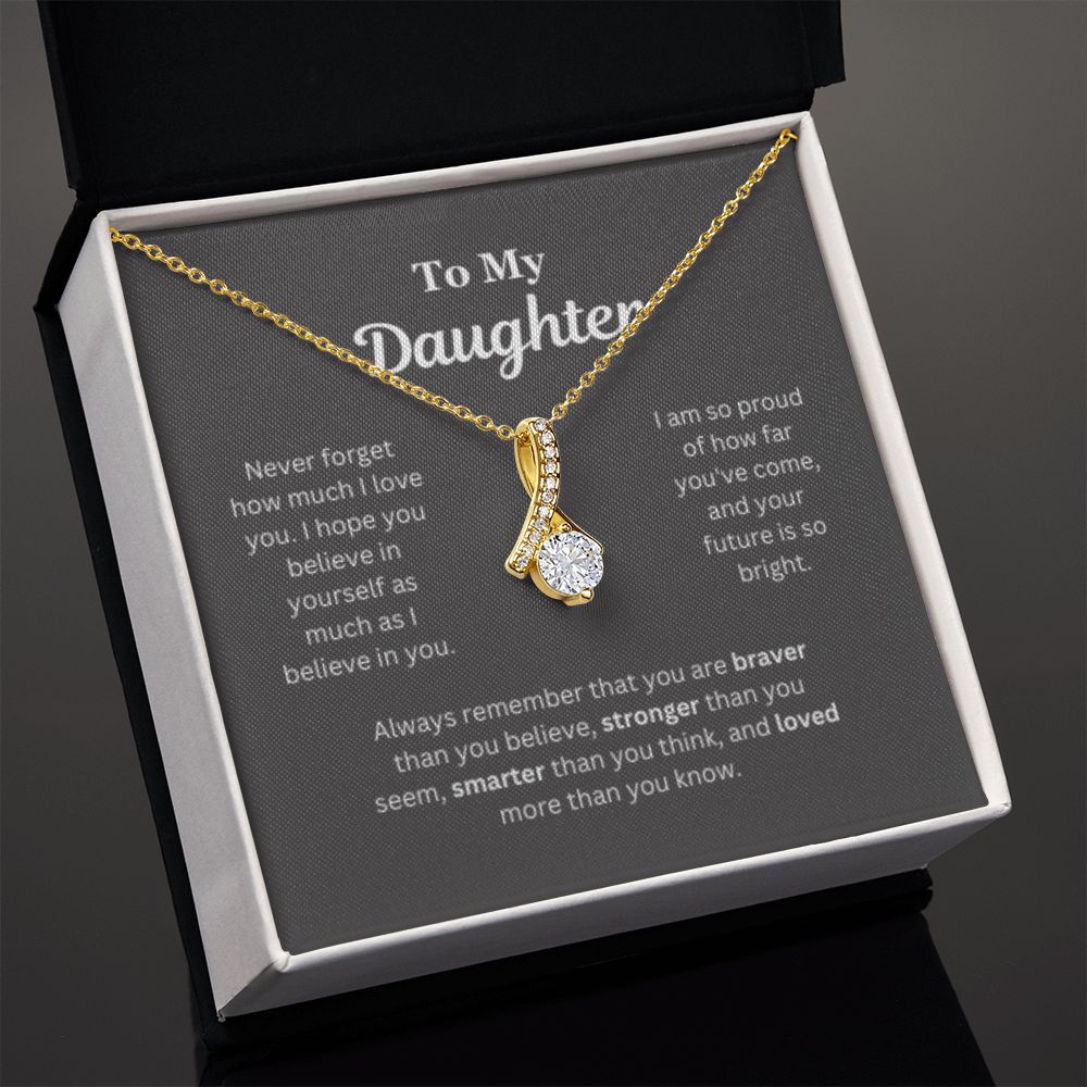 EllePendants To My Daughter Necklace, Father Daughter Necklace, Mother Daughter Necklace, Daughter Birthday, Heart Jewelry, Gold Jewelry, Interlocking Hearts, Message Card Necklace