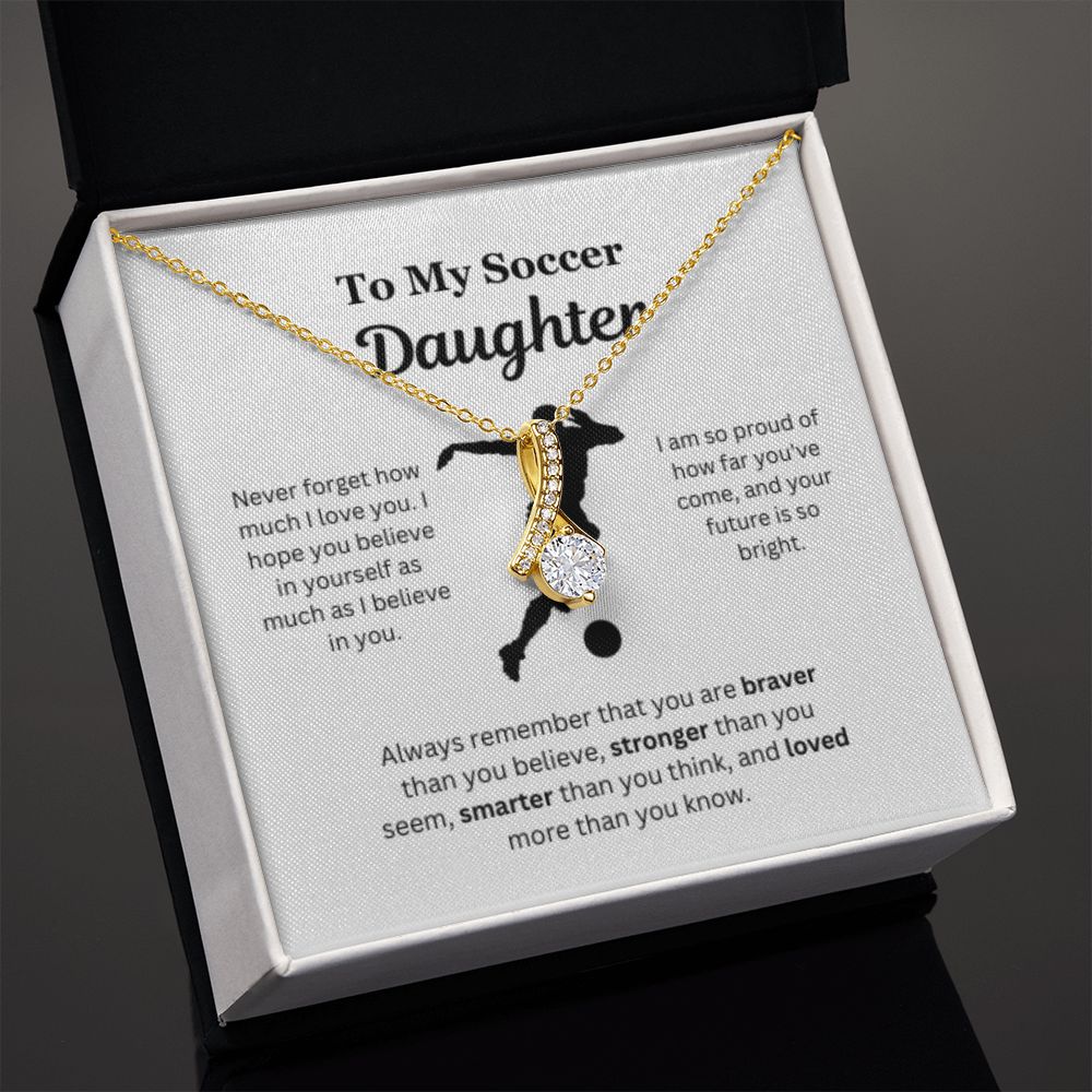 EllePendants To My Soccer Daughter Necklace, Father Daughter Necklace, Mother Daughter Necklace, Daughter Birthday, Heart Jewelry, Gold Jewelry, Interlocking Hearts, Message Card Necklace