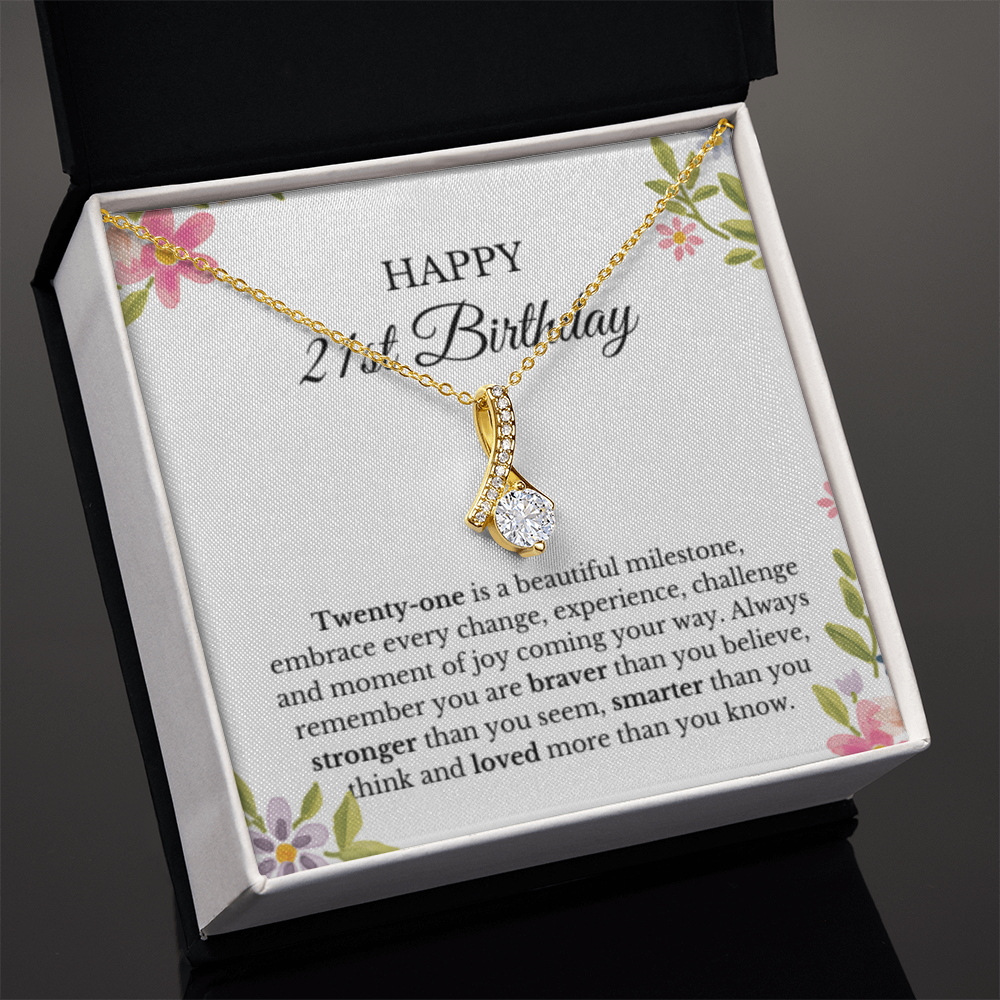 21st Birthday Ribbon Necklace