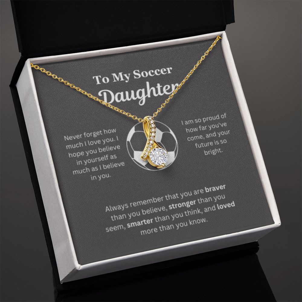 EllePendants To My Soccer Daughter Necklace, Father Daughter Necklace, Mother Daughter Necklace, Daughter Birthday, Heart Jewelry, Gold Jewelry, Interlocking Hearts, Message Card Necklace
