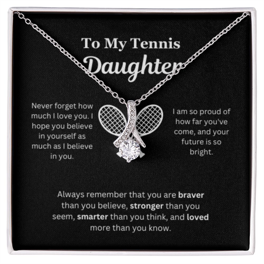 EllePendants To My Tennis Daughter Necklace, Father Daughter Necklace, Mother Daughter Necklace, Daughter Birthday, Heart Jewelry, Gold Jewelry, Interlocking Hearts, Message Card Necklace