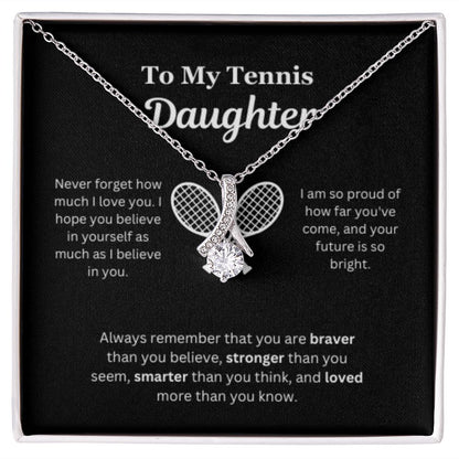EllePendants To My Tennis Daughter Necklace, Father Daughter Necklace, Mother Daughter Necklace, Daughter Birthday, Heart Jewelry, Gold Jewelry, Interlocking Hearts, Message Card Necklace