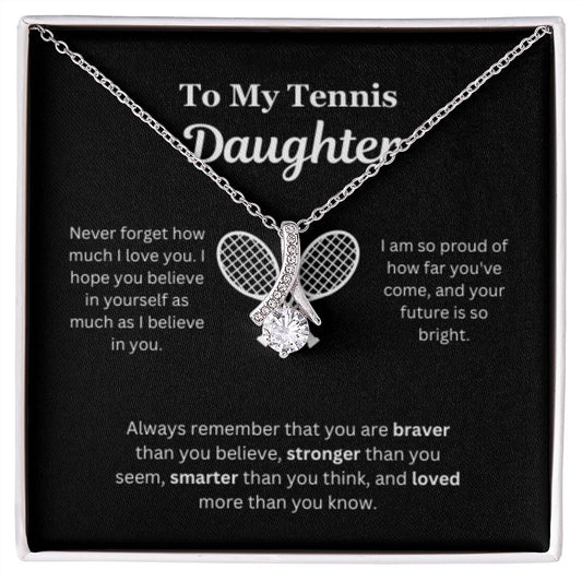EllePendants To My Tennis Daughter Necklace, Father Daughter Necklace, Mother Daughter Necklace, Daughter Birthday, Heart Jewelry, Gold Jewelry, Interlocking Hearts, Message Card Necklace