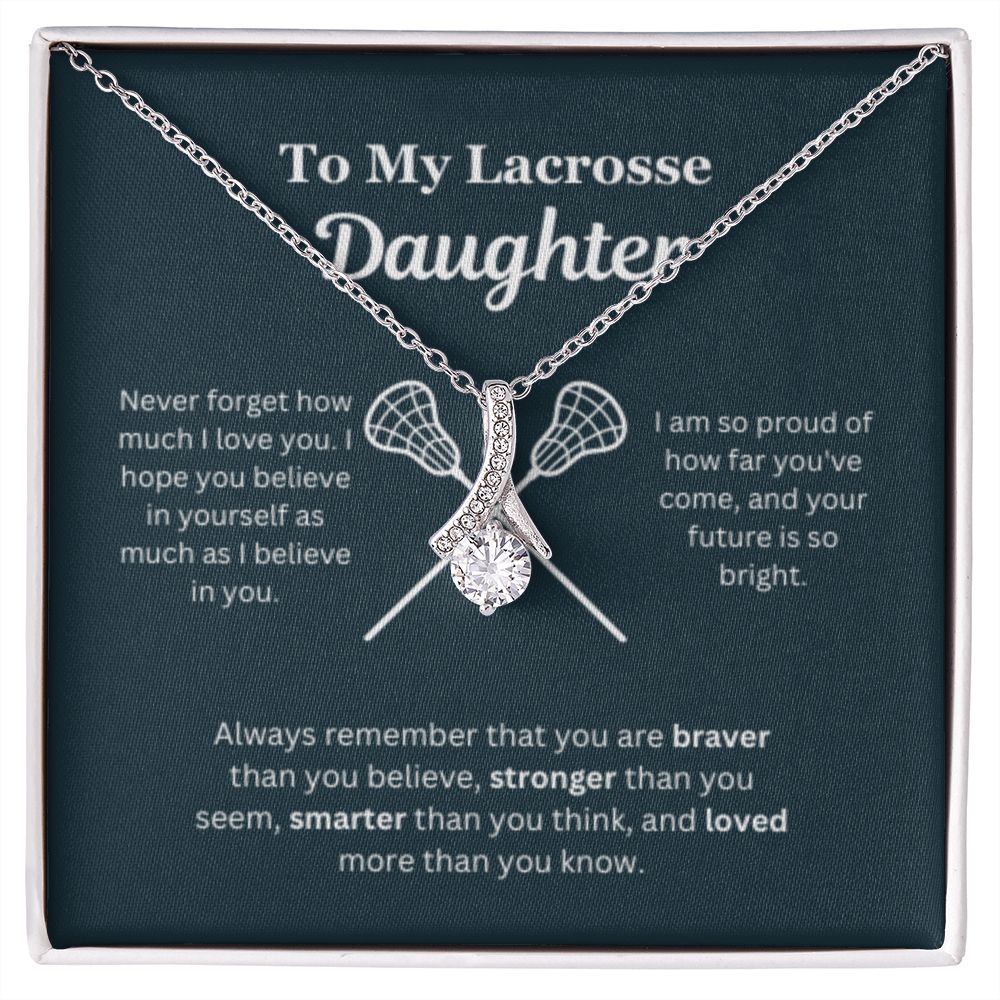 EllePendants To My Lacrosse Daughter Necklace, Father Daughter Necklace, Mother Daughter Necklace, Daughter Birthday, Heart Jewelry, Gold Jewelry, Interlocking Hearts, Message Card Necklace