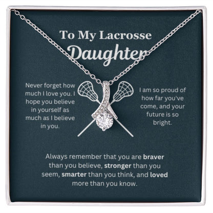 EllePendants To My Lacrosse Daughter Necklace, Father Daughter Necklace, Mother Daughter Necklace, Daughter Birthday, Heart Jewelry, Gold Jewelry, Interlocking Hearts, Message Card Necklace