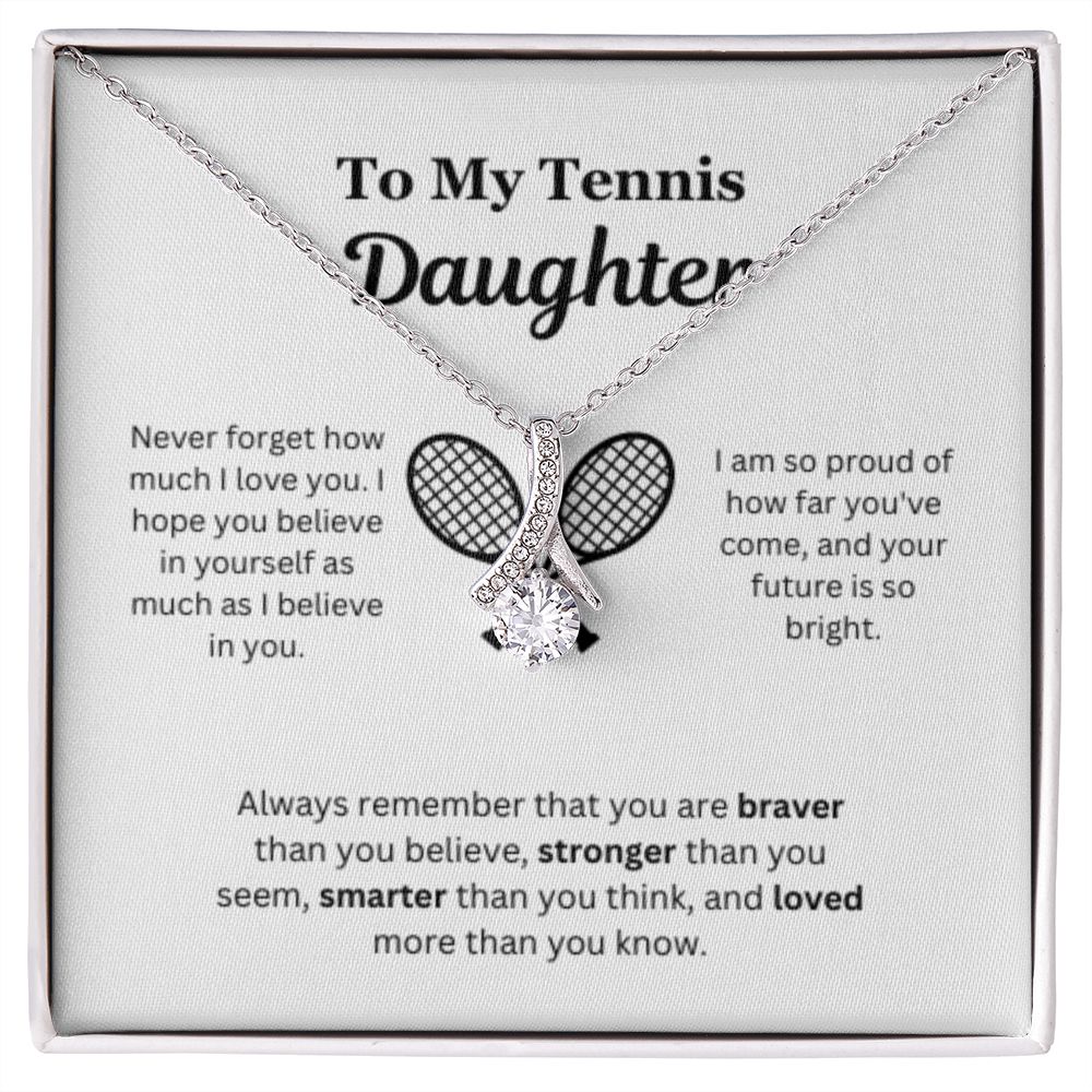 EllePendants To My Tennis Daughter Necklace, Father Daughter Necklace, Mother Daughter Necklace, Daughter Birthday, Heart Jewelry, Gold Jewelry, Interlocking Hearts, Message Card Necklace