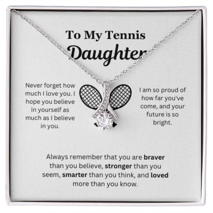 EllePendants To My Tennis Daughter Necklace, Father Daughter Necklace, Mother Daughter Necklace, Daughter Birthday, Heart Jewelry, Gold Jewelry, Interlocking Hearts, Message Card Necklace