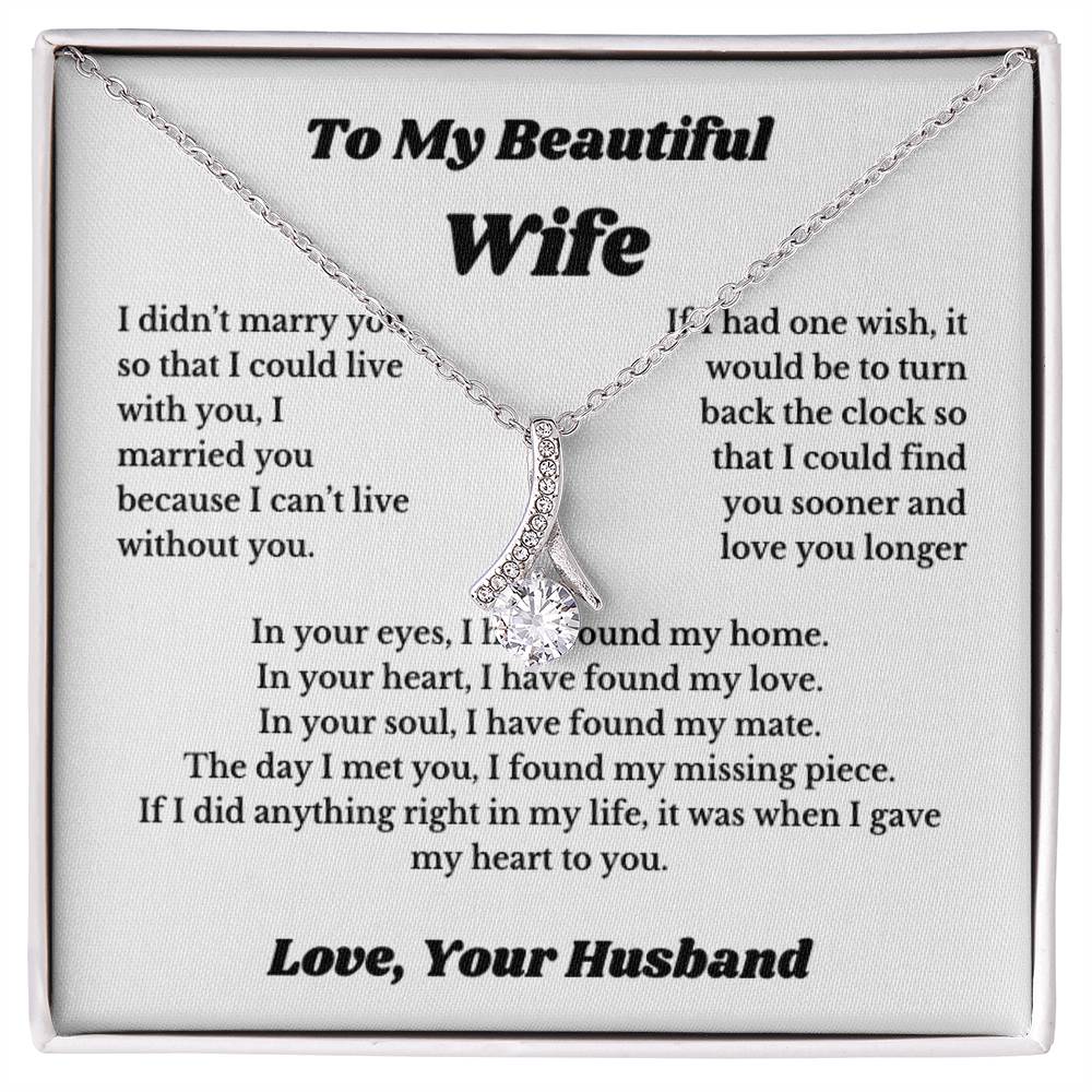 To My Wife Necklace from Husband – Romantic Wife Gift, Birthday Anniversary Valentine's Day Jewelry for Her