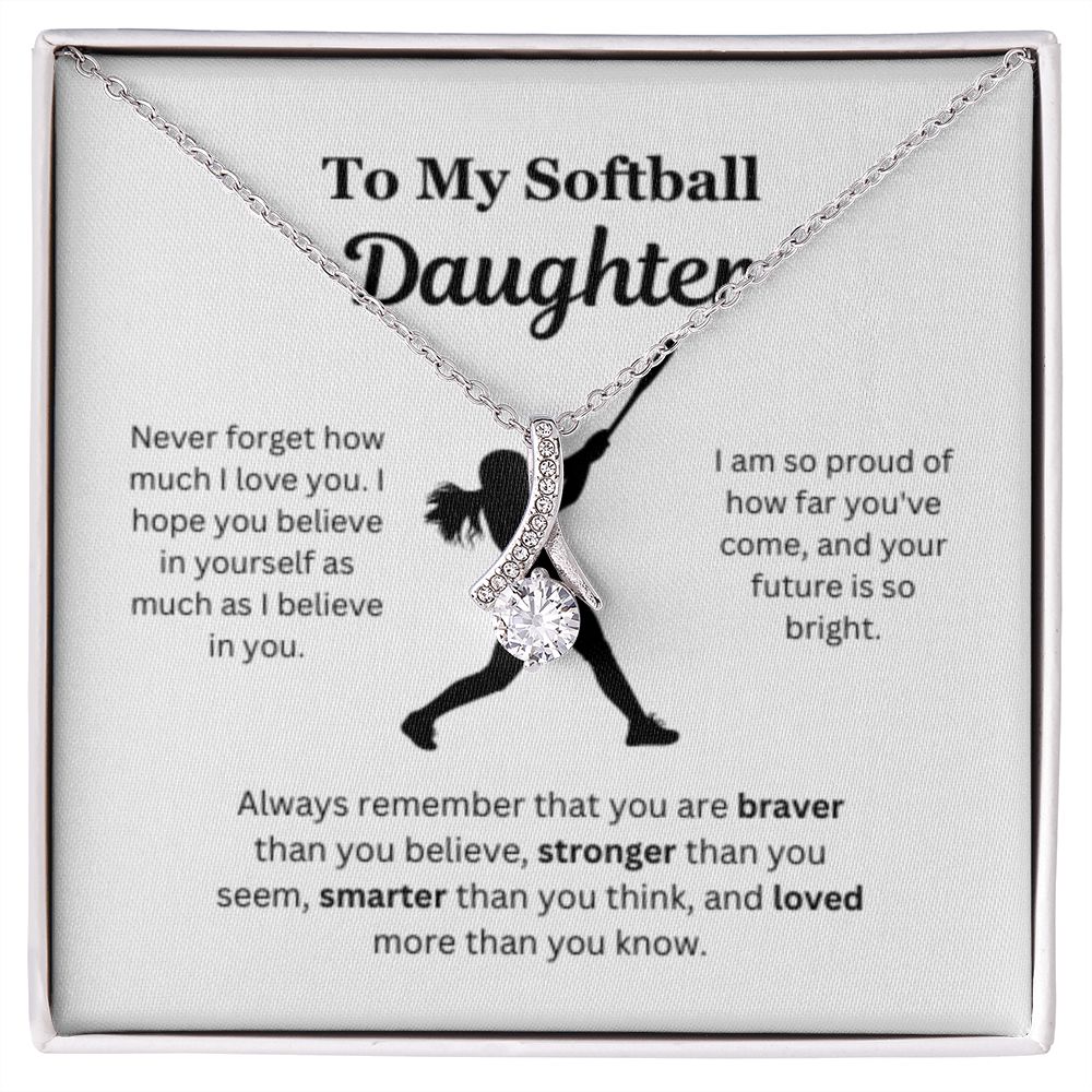 EllePendants To My Softball Daughter Necklace, Father Daughter Necklace, Mother Daughter Necklace, Daughter Birthday, Heart Jewelry, Gold Jewelry, Interlocking Hearts, Message Card Necklace