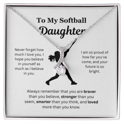 EllePendants To My Softball Daughter Necklace, Father Daughter Necklace, Mother Daughter Necklace, Daughter Birthday, Heart Jewelry, Gold Jewelry, Interlocking Hearts, Message Card Necklace