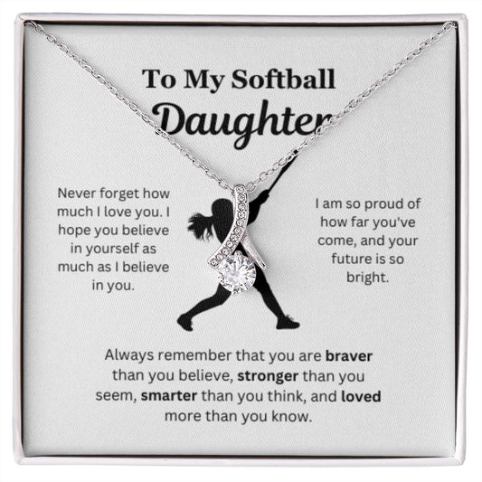 EllePendants To My Softball Daughter Necklace, Father Daughter Necklace, Mother Daughter Necklace, Daughter Birthday, Heart Jewelry, Gold Jewelry, Interlocking Hearts, Message Card Necklace