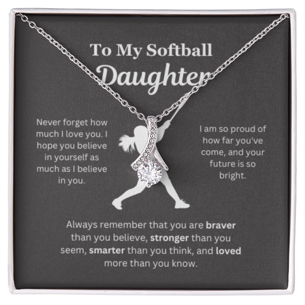 EllePendants To My Softball Daughter Necklace, Father Daughter Necklace, Mother Daughter Necklace, Daughter Birthday, Heart Jewelry, Gold Jewelry, Interlocking Hearts, Message Card Necklace