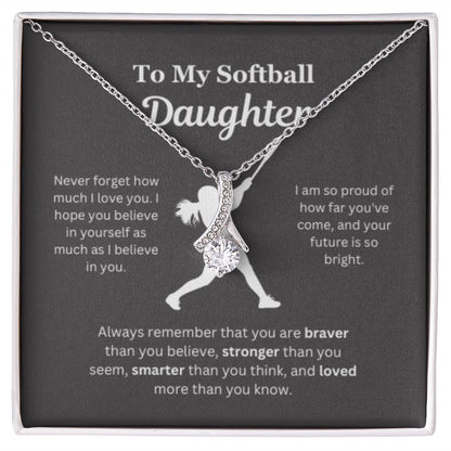 EllePendants To My Softball Daughter Necklace, Father Daughter Necklace, Mother Daughter Necklace, Daughter Birthday, Heart Jewelry, Gold Jewelry, Interlocking Hearts, Message Card Necklace