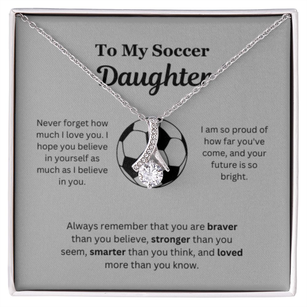 EllePendants To My Soccer Daughter Necklace, Father Daughter Necklace, Mother Daughter Necklace, Daughter Birthday, Heart Jewelry, Gold Jewelry, Interlocking Hearts, Message Card Necklace