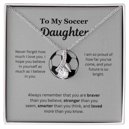 EllePendants To My Soccer Daughter Necklace, Father Daughter Necklace, Mother Daughter Necklace, Daughter Birthday, Heart Jewelry, Gold Jewelry, Interlocking Hearts, Message Card Necklace