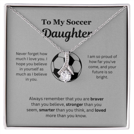 EllePendants To My Soccer Daughter Necklace, Father Daughter Necklace, Mother Daughter Necklace, Daughter Birthday, Heart Jewelry, Gold Jewelry, Interlocking Hearts, Message Card Necklace