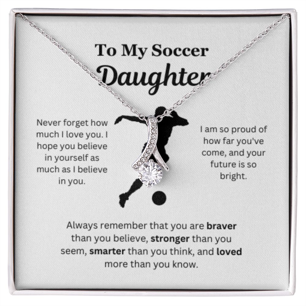 EllePendants To My Soccer Daughter Necklace, Father Daughter Necklace, Mother Daughter Necklace, Daughter Birthday, Heart Jewelry, Gold Jewelry, Interlocking Hearts, Message Card Necklace