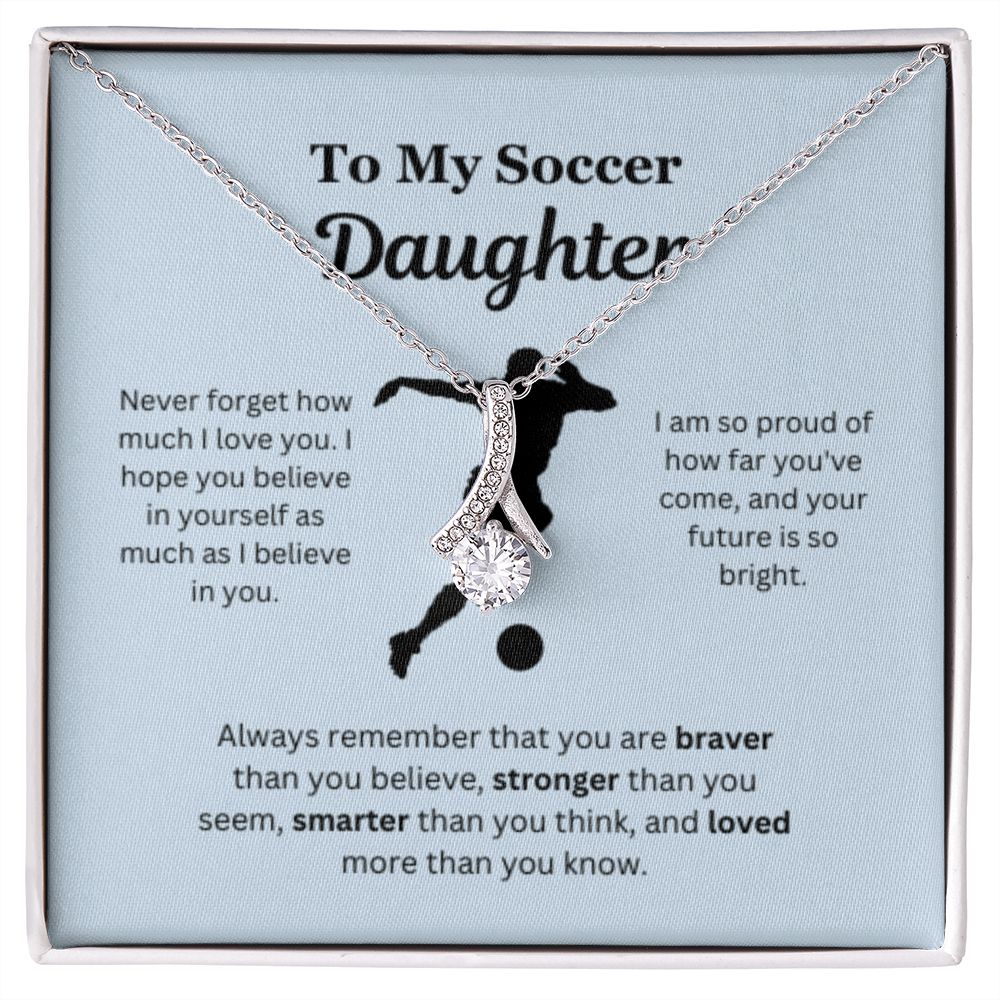EllePendants To My Soccer Daughter Necklace, Father Daughter Necklace, Mother Daughter Necklace, Daughter Birthday, Heart Jewelry, Gold Jewelry, Interlocking Hearts, Message Card Necklace
