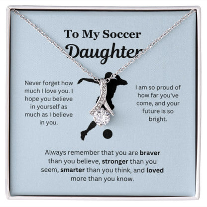 EllePendants To My Soccer Daughter Necklace, Father Daughter Necklace, Mother Daughter Necklace, Daughter Birthday, Heart Jewelry, Gold Jewelry, Interlocking Hearts, Message Card Necklace