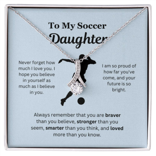 EllePendants To My Soccer Daughter Necklace, Father Daughter Necklace, Mother Daughter Necklace, Daughter Birthday, Heart Jewelry, Gold Jewelry, Interlocking Hearts, Message Card Necklace