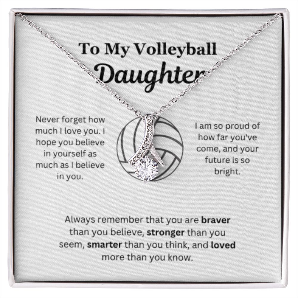 EllePendants To My Volleyball Daughter Necklace, Father Daughter Necklace, Mother Daughter Necklace, Daughter Birthday, Heart Jewelry, Gold Jewelry, Interlocking Hearts, Message Card Necklace