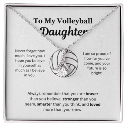 EllePendants To My Volleyball Daughter Necklace, Father Daughter Necklace, Mother Daughter Necklace, Daughter Birthday, Heart Jewelry, Gold Jewelry, Interlocking Hearts, Message Card Necklace