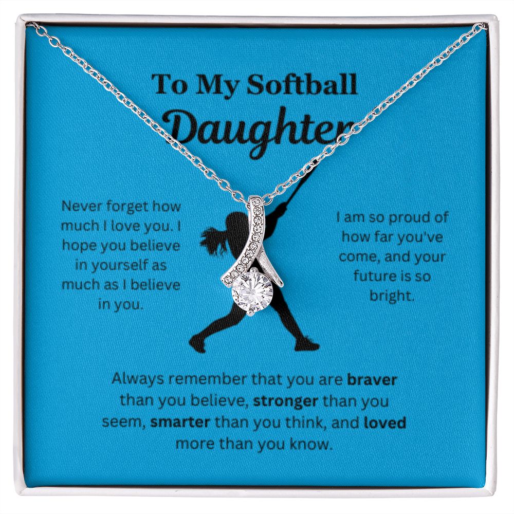 EllePendants To My Softball Daughter Necklace, Father Daughter Necklace, Mother Daughter Necklace, Daughter Birthday, Heart Jewelry, Gold Jewelry, Interlocking Hearts, Message Card Necklace