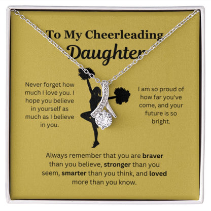 EllePendants To My Cheerleading Daughter Necklace, Father Daughter Necklace, Mother Daughter Necklace, Daughter Birthday, Heart Jewelry, Gold Jewelry, Interlocking Hearts, Message Card Necklace