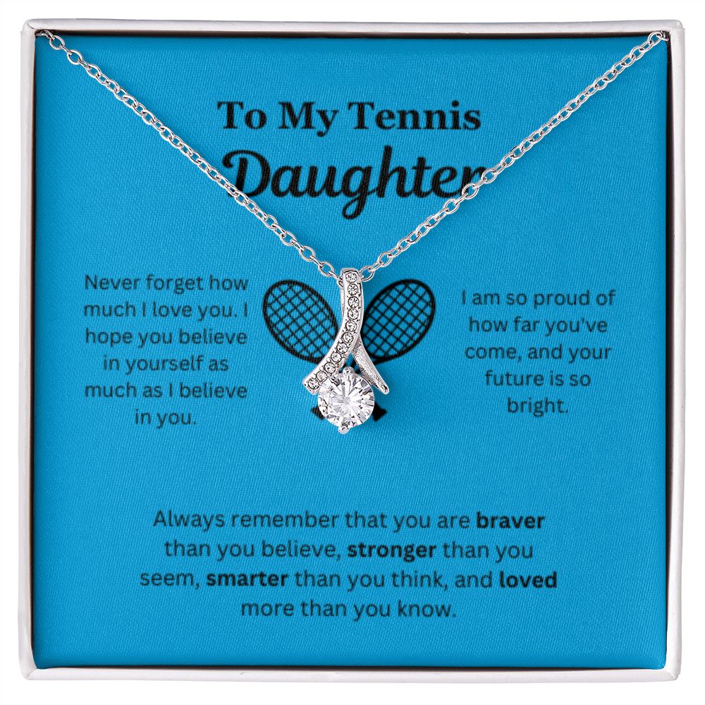EllePendants To My Tennis Daughter Necklace, Father Daughter Necklace, Mother Daughter Necklace, Daughter Birthday, Heart Jewelry, Gold Jewelry, Interlocking Hearts, Message Card Necklace