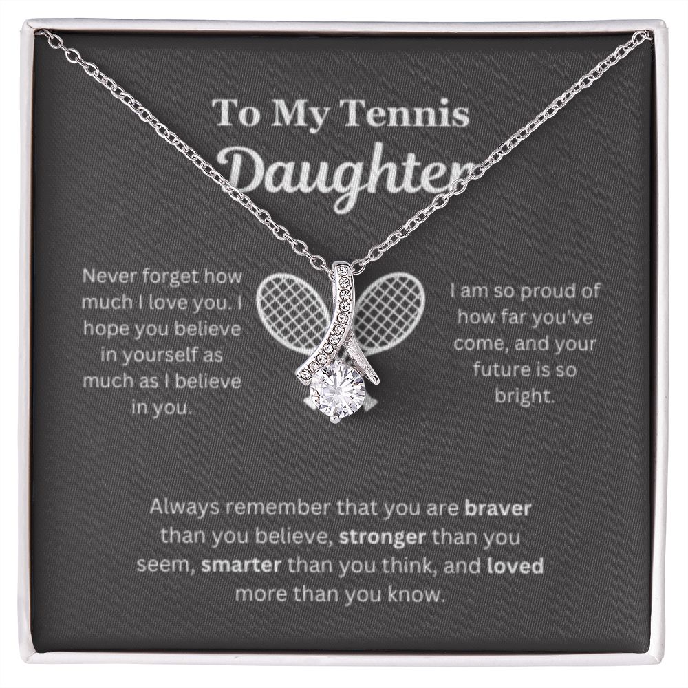 EllePendants To My Tennis Daughter Necklace, Father Daughter Necklace, Mother Daughter Necklace, Daughter Birthday, Heart Jewelry, Gold Jewelry, Interlocking Hearts, Message Card Necklace