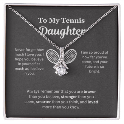 EllePendants To My Tennis Daughter Necklace, Father Daughter Necklace, Mother Daughter Necklace, Daughter Birthday, Heart Jewelry, Gold Jewelry, Interlocking Hearts, Message Card Necklace