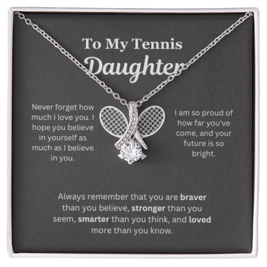 EllePendants To My Tennis Daughter Necklace, Father Daughter Necklace, Mother Daughter Necklace, Daughter Birthday, Heart Jewelry, Gold Jewelry, Interlocking Hearts, Message Card Necklace
