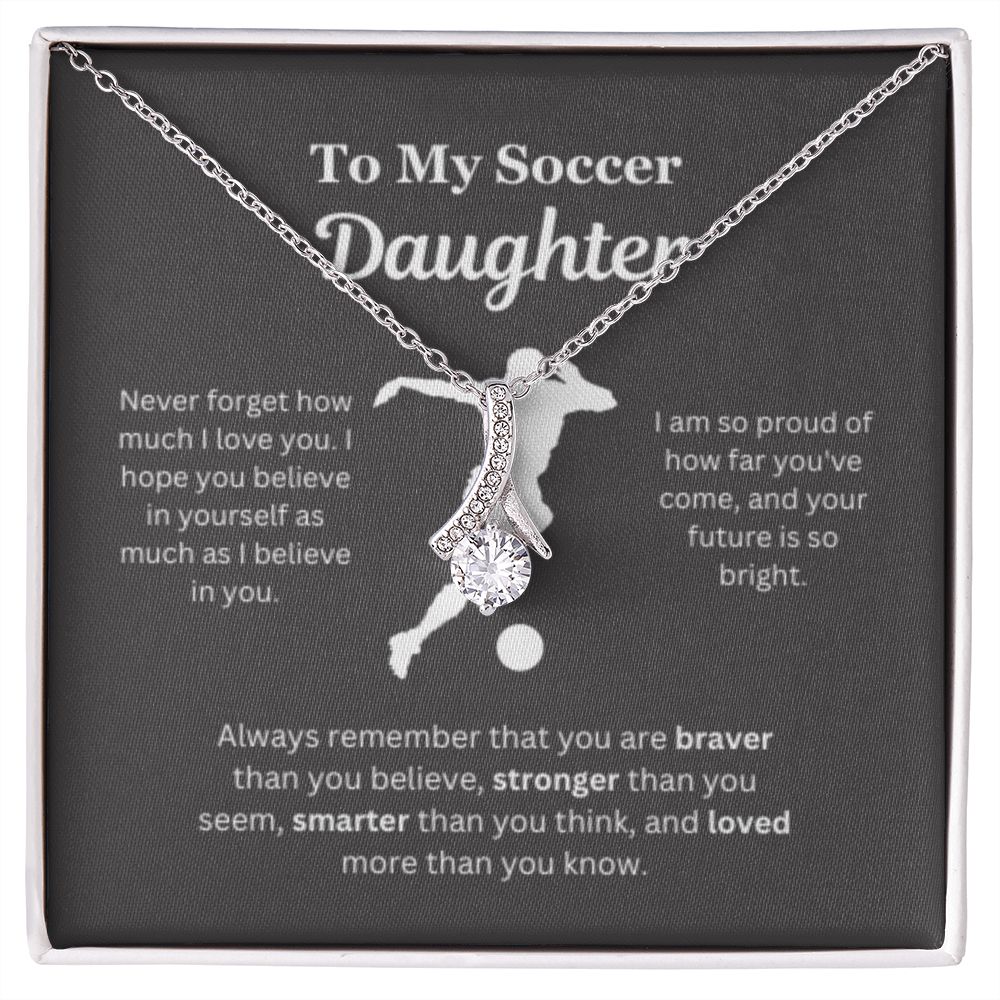 EllePendants To My Soccer Daughter Necklace, Father Daughter Necklace, Mother Daughter Necklace, Daughter Birthday, Heart Jewelry, Gold Jewelry, Interlocking Hearts, Message Card Necklace