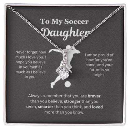EllePendants To My Soccer Daughter Necklace, Father Daughter Necklace, Mother Daughter Necklace, Daughter Birthday, Heart Jewelry, Gold Jewelry, Interlocking Hearts, Message Card Necklace