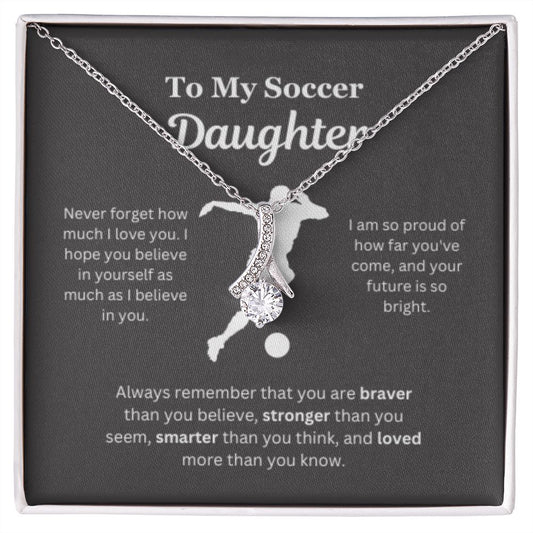 EllePendants To My Soccer Daughter Necklace, Father Daughter Necklace, Mother Daughter Necklace, Daughter Birthday, Heart Jewelry, Gold Jewelry, Interlocking Hearts, Message Card Necklace