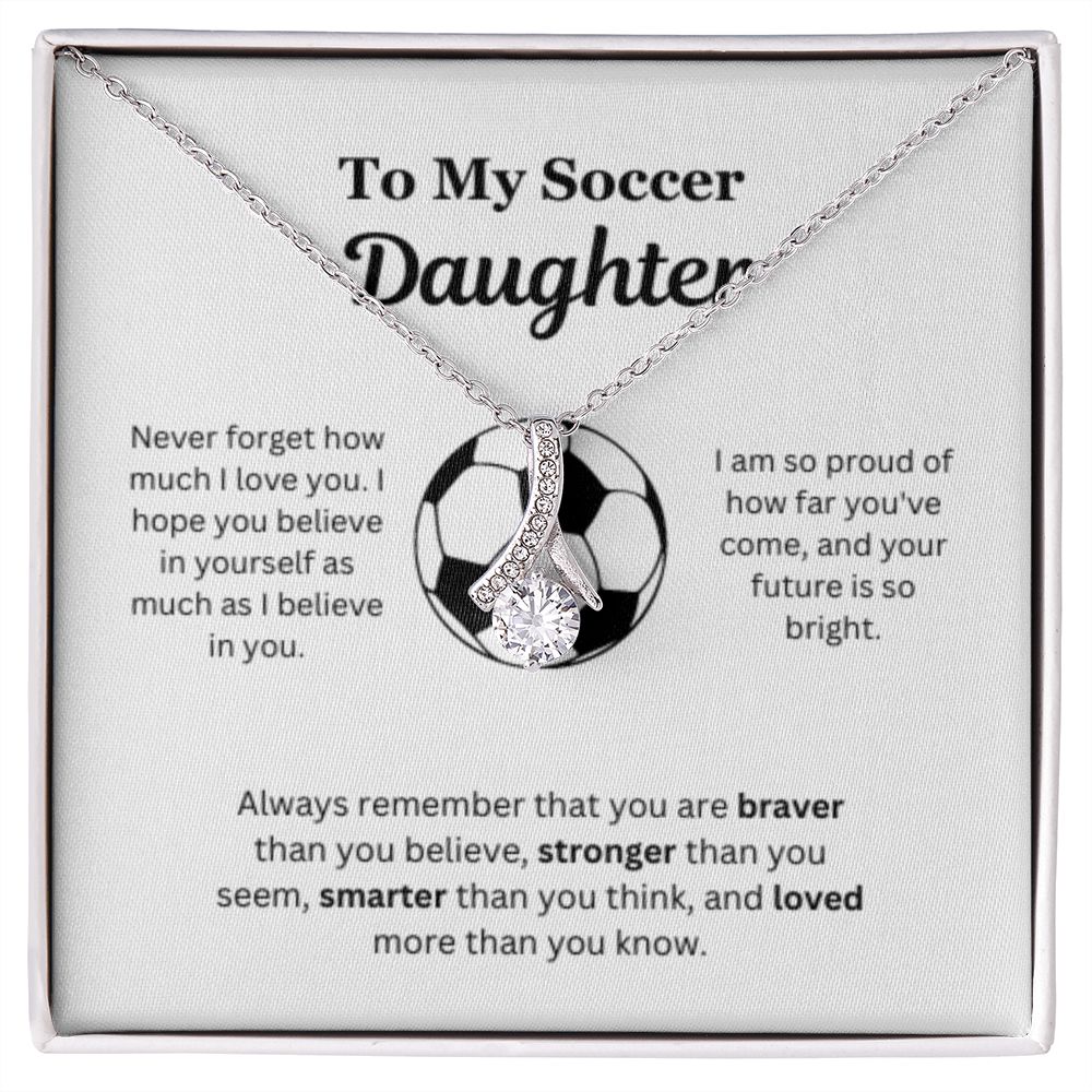 EllePendants To My Soccer Daughter Necklace, Father Daughter Necklace, Mother Daughter Necklace, Daughter Birthday, Heart Jewelry, Gold Jewelry, Interlocking Hearts, Message Card Necklace