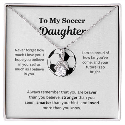 EllePendants To My Soccer Daughter Necklace, Father Daughter Necklace, Mother Daughter Necklace, Daughter Birthday, Heart Jewelry, Gold Jewelry, Interlocking Hearts, Message Card Necklace