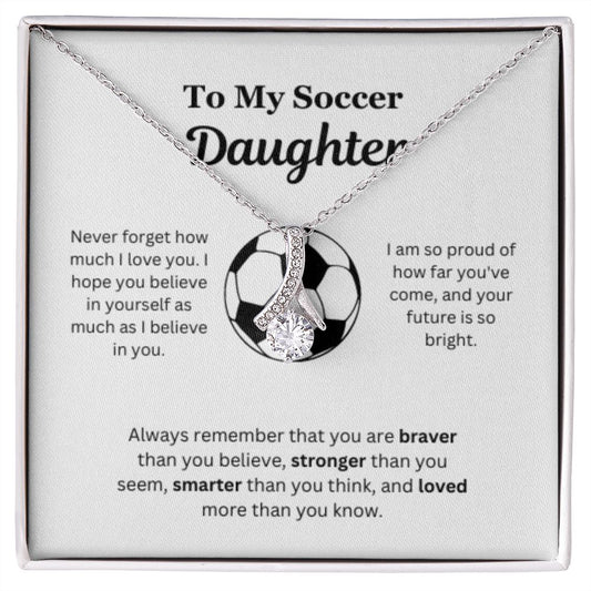 EllePendants To My Soccer Daughter Necklace, Father Daughter Necklace, Mother Daughter Necklace, Daughter Birthday, Heart Jewelry, Gold Jewelry, Interlocking Hearts, Message Card Necklace