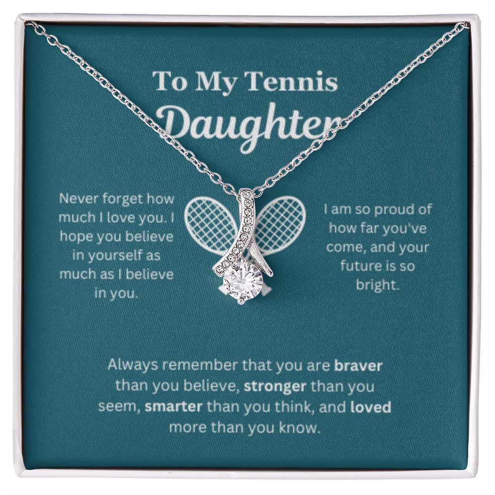 EllePendants To My Tennis Daughter Necklace, Father Daughter Necklace, Mother Daughter Necklace, Daughter Birthday, Heart Jewelry, Gold Jewelry, Interlocking Hearts, Message Card Necklace