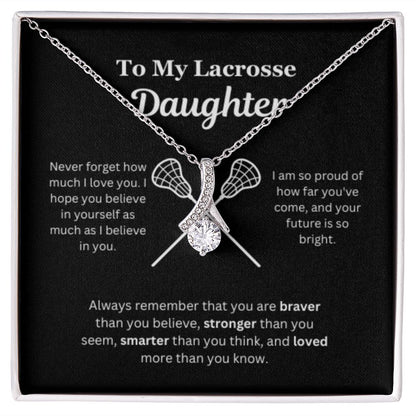 EllePendants To My Lacrosse Daughter Necklace, Father Daughter Necklace, Mother Daughter Necklace, Daughter Birthday, Heart Jewelry, Gold Jewelry, Interlocking Hearts, Message Card Necklace