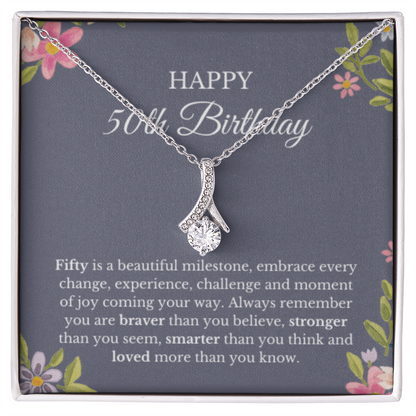 50th Birthday Necklace, Alluring Ribbon Jewelry