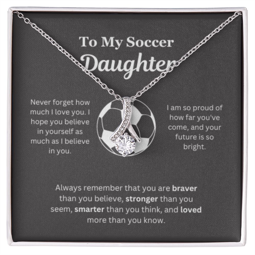 EllePendants To My Soccer Daughter Necklace, Father Daughter Necklace, Mother Daughter Necklace, Daughter Birthday, Heart Jewelry, Gold Jewelry, Interlocking Hearts, Message Card Necklace