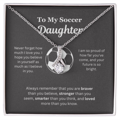 EllePendants To My Soccer Daughter Necklace, Father Daughter Necklace, Mother Daughter Necklace, Daughter Birthday, Heart Jewelry, Gold Jewelry, Interlocking Hearts, Message Card Necklace