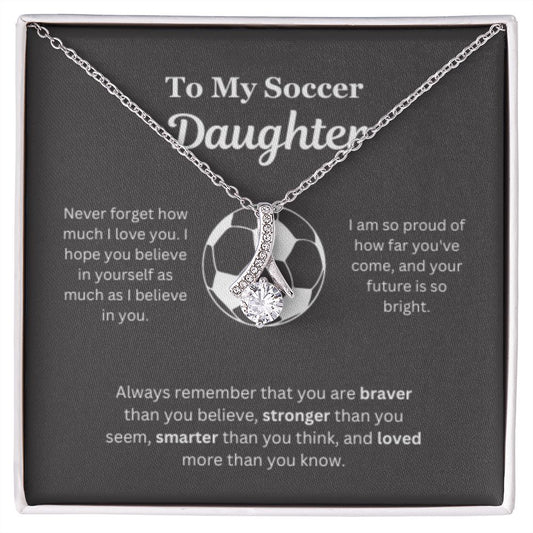 EllePendants To My Soccer Daughter Necklace, Father Daughter Necklace, Mother Daughter Necklace, Daughter Birthday, Heart Jewelry, Gold Jewelry, Interlocking Hearts, Message Card Necklace