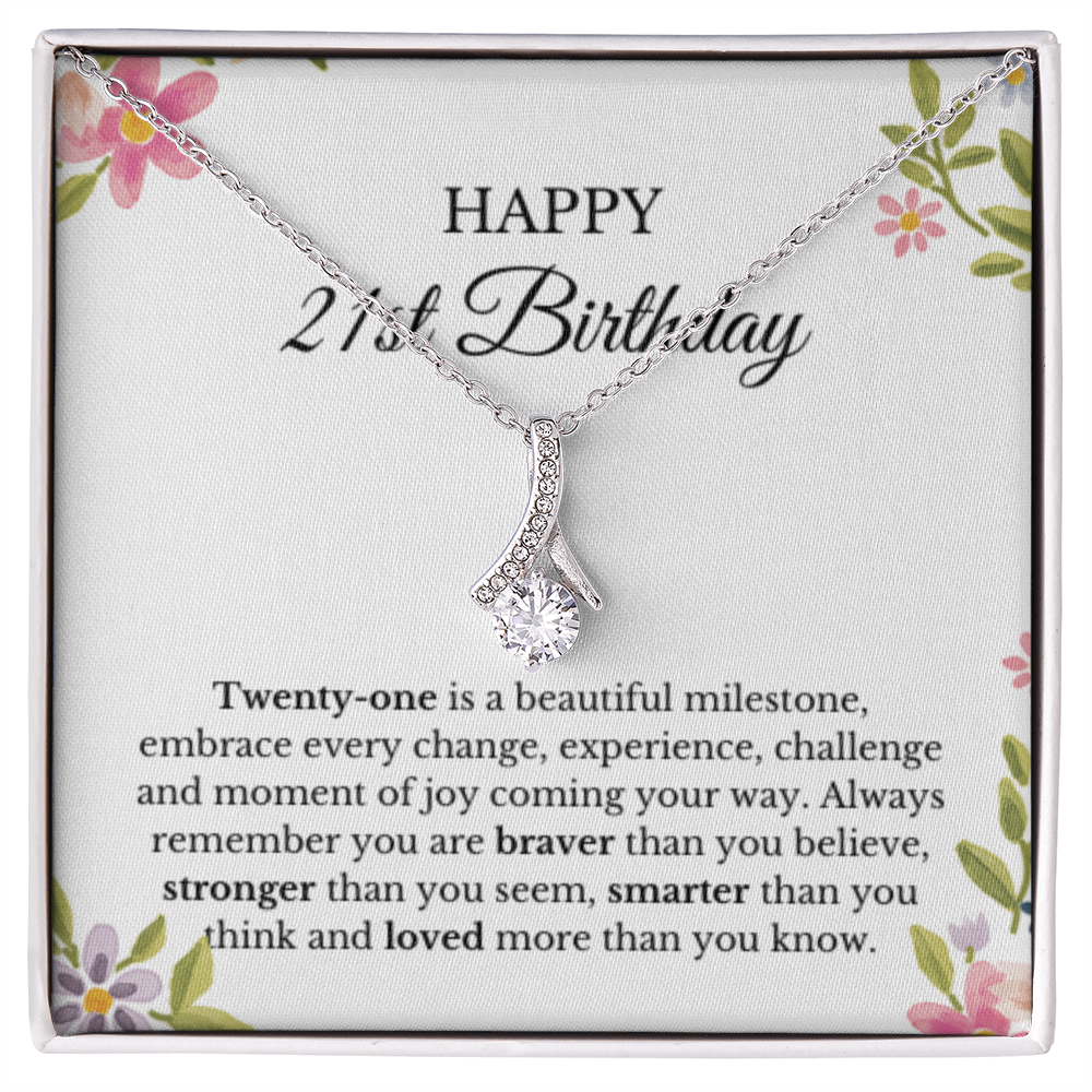 21st Birthday Ribbon Necklace