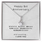 1 year Anniversary Gift for Girlfriend, 1st Anniversary Necklace, First anniversary gift for her, First Wedding
