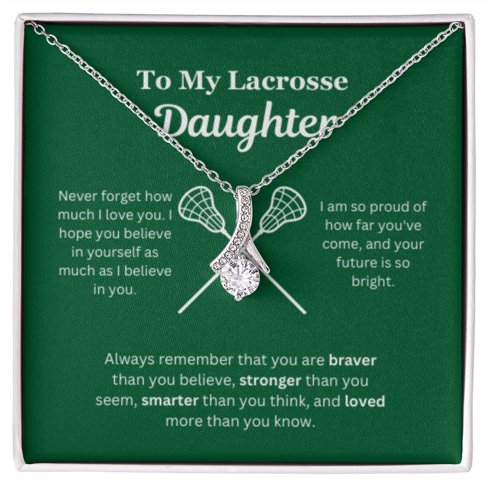 EllePendants To My Lacrosse Daughter Necklace, Father Daughter Necklace, Mother Daughter Necklace, Daughter Birthday, Heart Jewelry, Gold Jewelry, Interlocking Hearts, Message Card Necklace