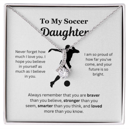 EllePendants To My Soccer Daughter Necklace, Father Daughter Necklace, Mother Daughter Necklace, Daughter Birthday, Heart Jewelry, Gold Jewelry, Interlocking Hearts, Message Card Necklace