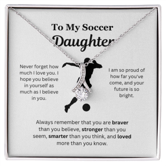 EllePendants To My Soccer Daughter Necklace, Father Daughter Necklace, Mother Daughter Necklace, Daughter Birthday, Heart Jewelry, Gold Jewelry, Interlocking Hearts, Message Card Necklace